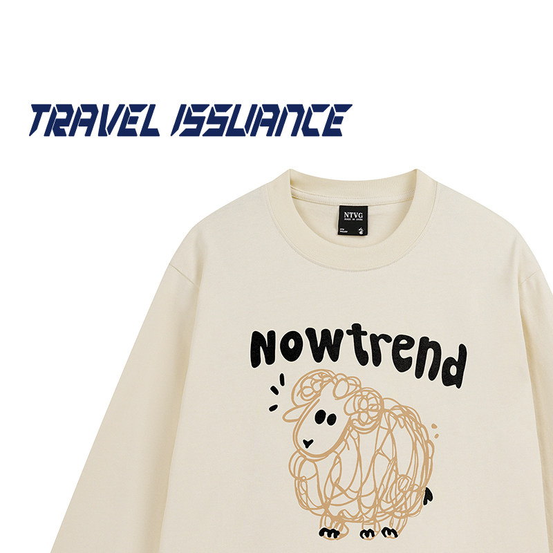 TRAVEL ISSUANCE 今天放羊 复古vintage圆领宽松休闲长袖T恤男女