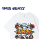 ISSUANCE 記得好好 美式 TRAVEL 街头休闲卡通做旧水洗宽松短袖 T恤