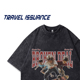 TRAVEL T恤 日系痞帅人物字母印花宽松水洗短袖 ISSUANCE 滑板男孩