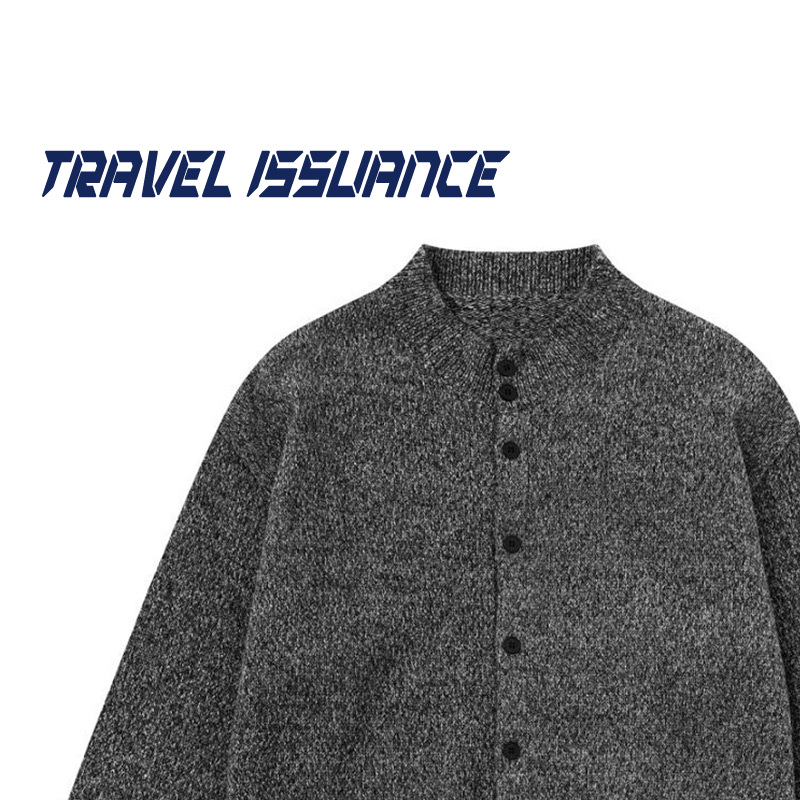 宽松简约立领短款毛衣外套女