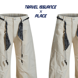 TRAVEL ISSUANCE 美好碎片 小众复古配带腰带弯刀宽松阔腿休闲裤