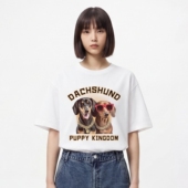 ISSUANCE 默契搭档 美式 TRAVEL 街头休闲小狗印花宽松男女短袖 T恤