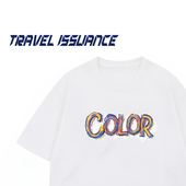 TRAVEL T恤 日系复古字母印花宽松圆领百搭短袖 ISSUANCE 记得保持