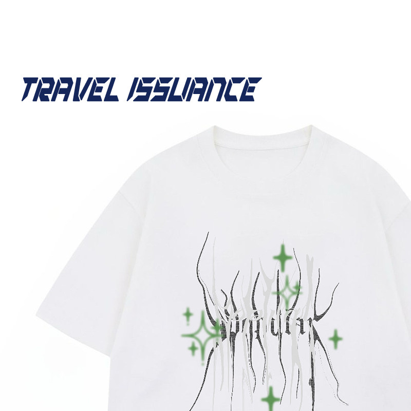 TRAVEL ISSUANCE 空闲时间 日系休闲印花圆领短袖T恤宽松男女BF潮,男装,T恤,淘宝优惠券,粉丝福利购,淘宝优惠卷