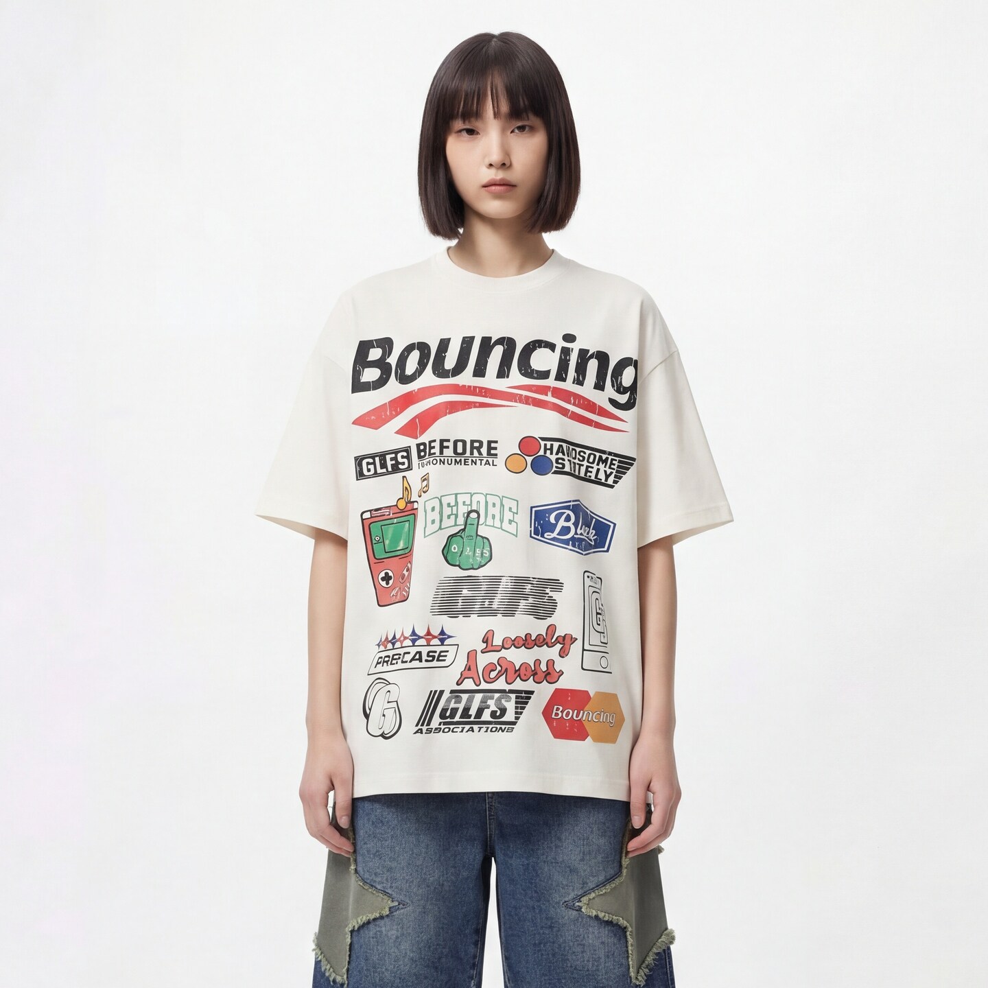 TRAVEL ISSUANCE 复古游戏机 印花短袖圆领宽松T恤男女百搭休闲潮