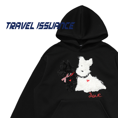 小狗宽松休闲百搭连帽卫衣女