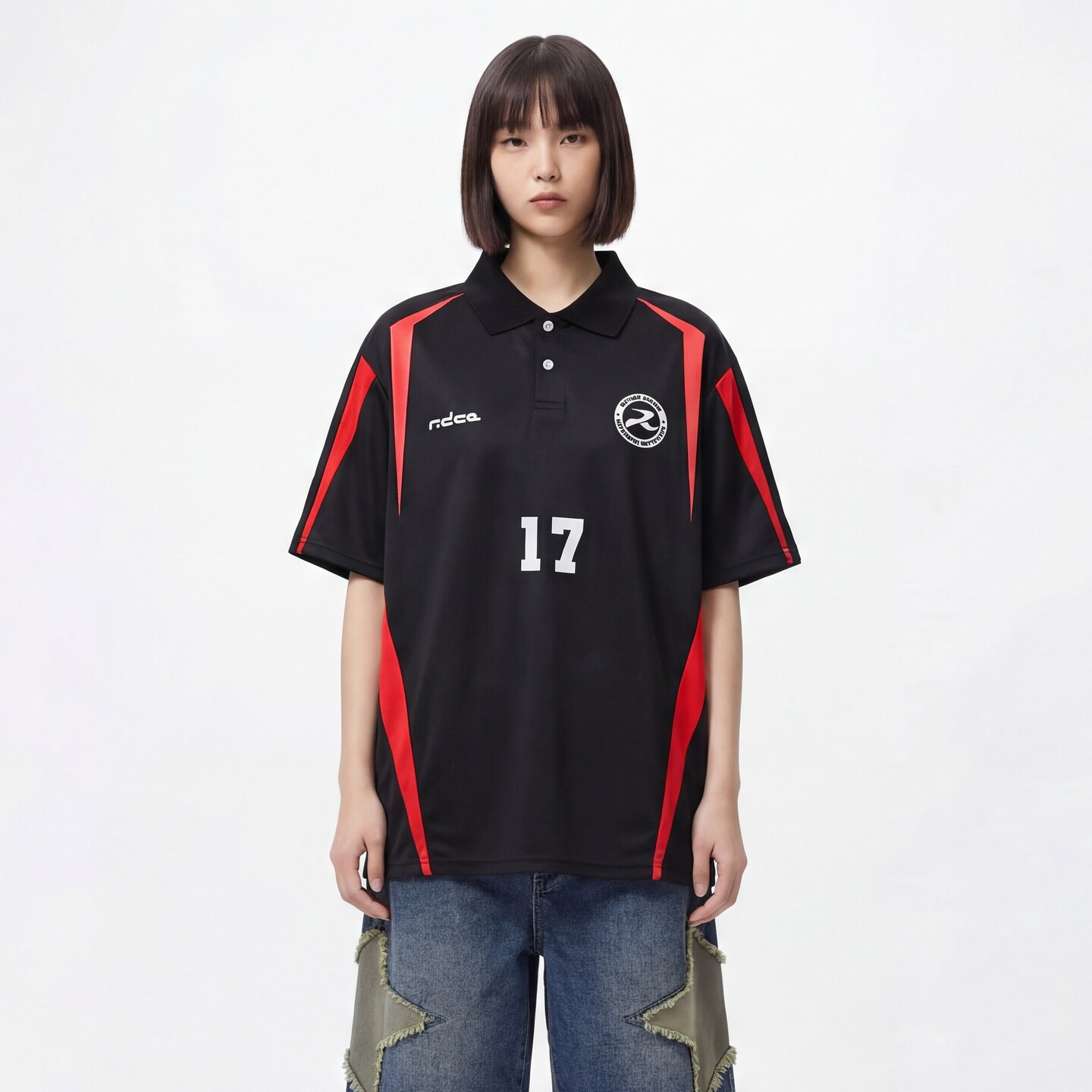 TRAVEL ISSUANCE 一起出门 运动风数字印花宽松男女POLO衫短袖T恤