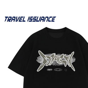 TRAVEL ISSUANCE 慢悠悠的 日系潮牌字母印花宽松圆领短袖T恤男女