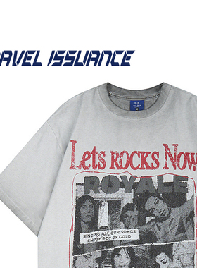 TRAVEL ISSUANCE 近日大脸盘 美式街头字母印花宽松男女短袖T恤BF