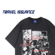 ISSUANCE 变 暗淡 TRAVEL 日系街头休闲痞帅人物印花宽松短袖 T恤