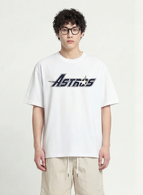 TRAVEL ISSUANCE 斯顿太空人 Astros棒球风短袖T恤纯棉宽松半袖