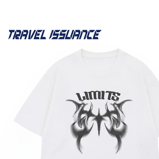 TRAVEL ISSUANCE 爱上这季节 高街创意印花宽松圆领短袖T恤男女BF
