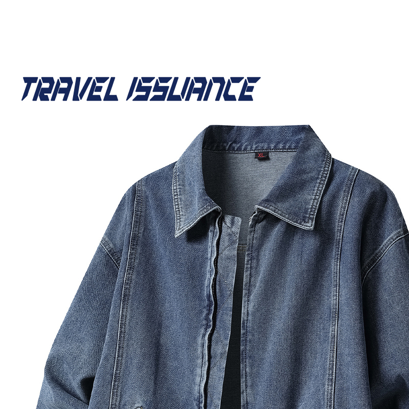 宽松痞帅蓝色牛仔夹克外套