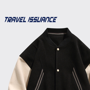 学院风撞色ins宽松情侣百搭棒球服夹克 枫糖情书 TRAVEL ISSUANCE