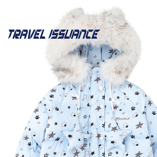 卡通星星可爱耳朵加厚宽松连帽棉衣女 留下记号 TRAVEL ISSUANCE