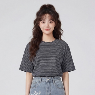 TRAVEL ISSUANCE 慵懒风条纹 日系宽松基础款短袖上衣T恤百搭男女