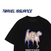 ISSUANCE 回到从前 新款 TRAVEL 休闲字母设计感宽松圆领短袖 T恤潮