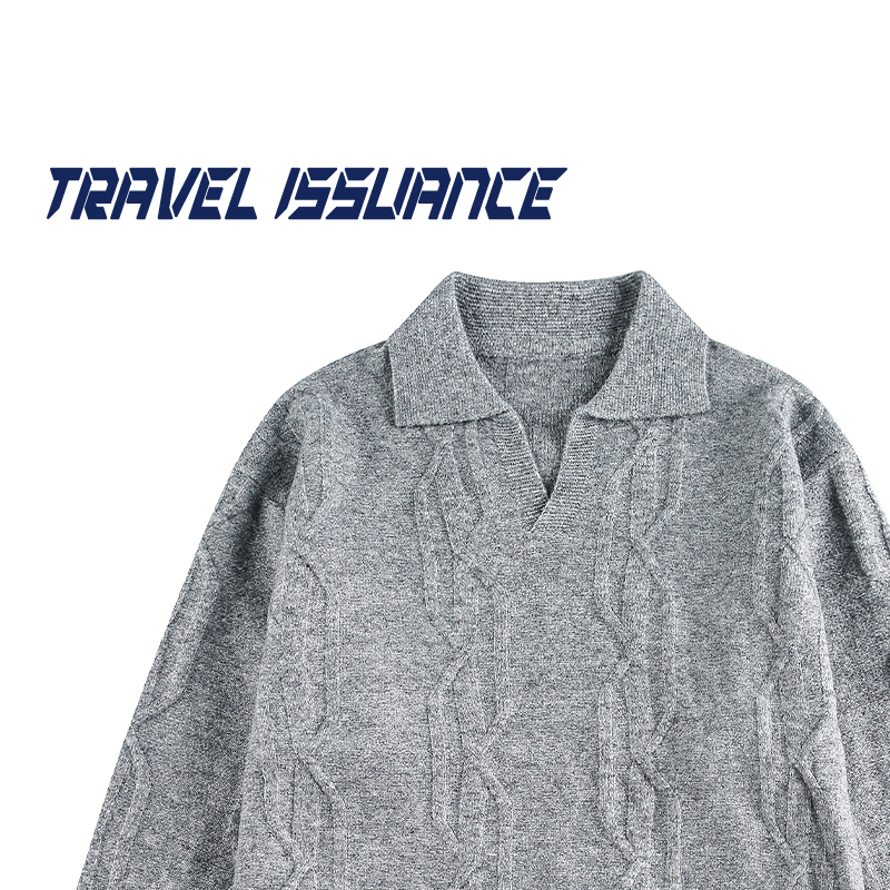 纯色V领设计感宽松针织衫毛衣