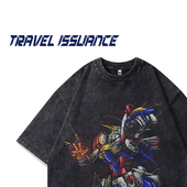 TRAVEL T恤 痞帅洗水卡通动漫印花宽松圆领短袖 ISSUANCE 节奏放慢