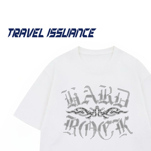 TRAVEL ISSUANCE 请慢一些 新款百搭创意印花宽松圆领百搭短袖T恤