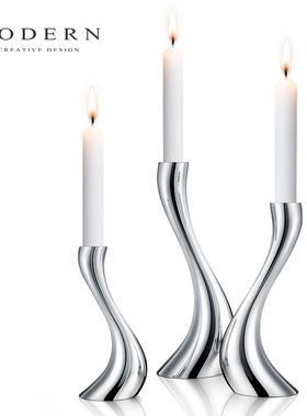 摩登MODERN不锈钢天鹅轻奢网红北欧烛台装饰浪漫餐桌家饰创意摆件