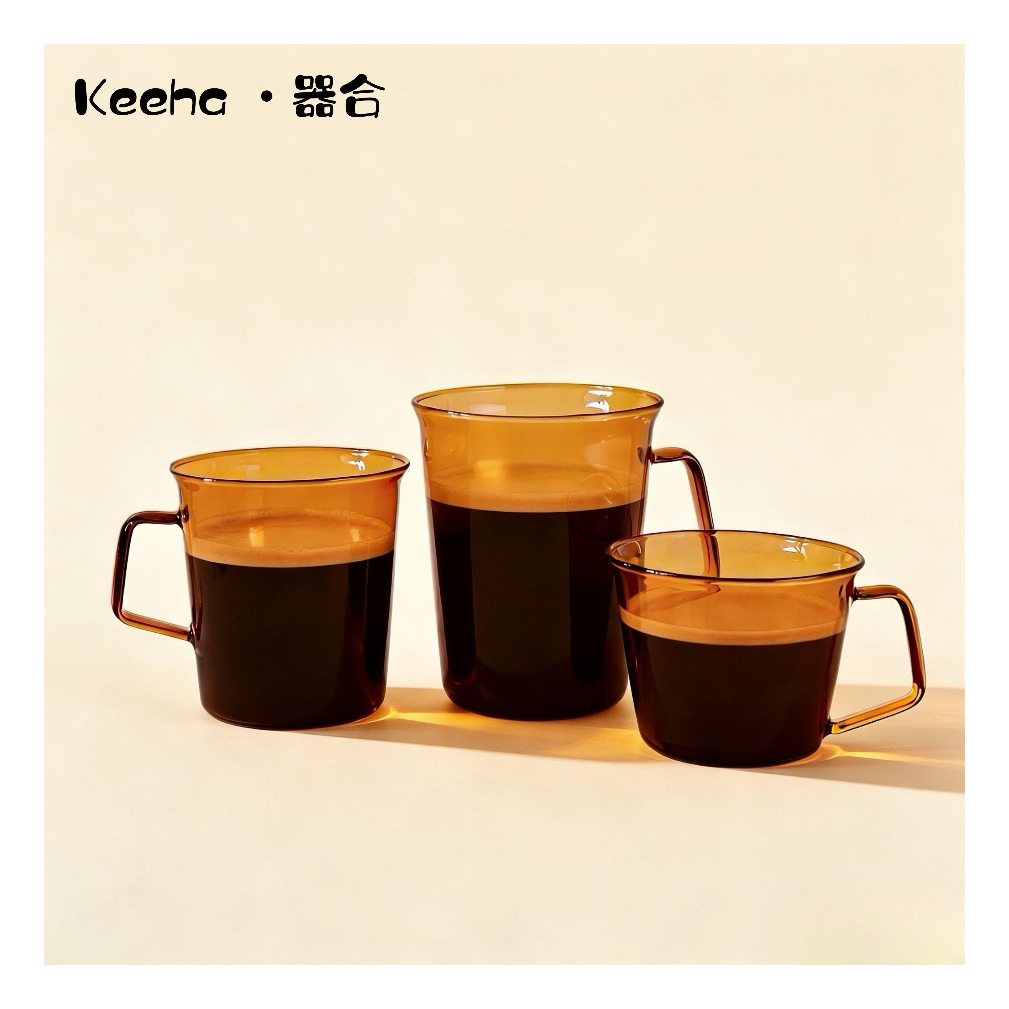 日式同款带把防烫咖啡杯耐热水杯琥珀杯玻璃杯冷萃冰拿铁美式酒杯