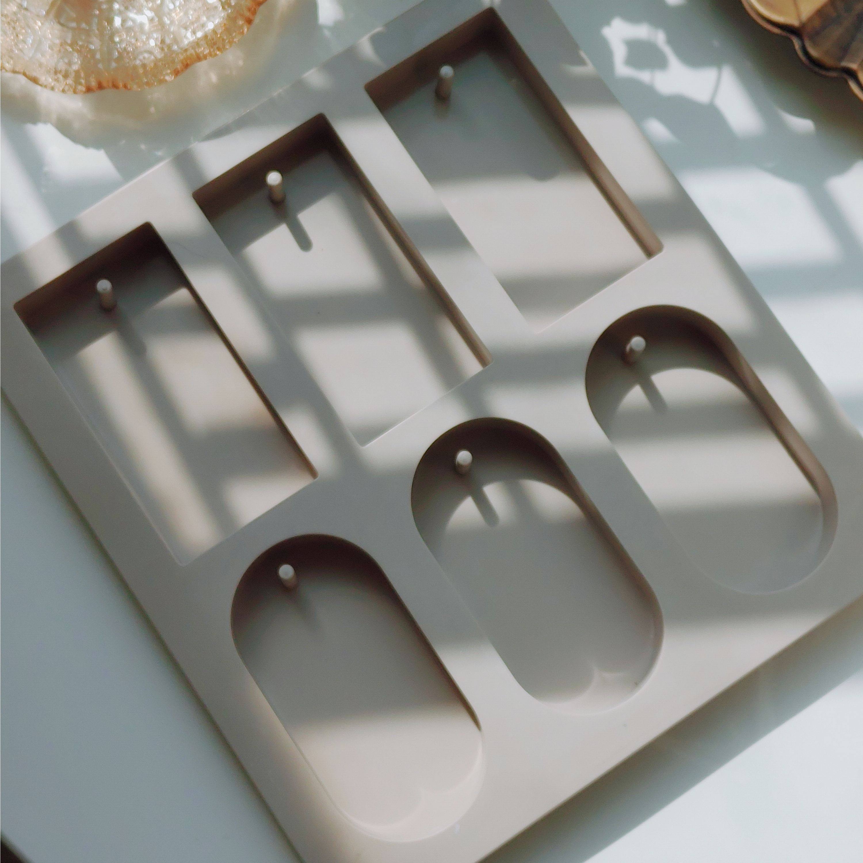 6连DIY硅胶几何手工皂模具 圆形椭圆长方形受高温易脱模肥皂模