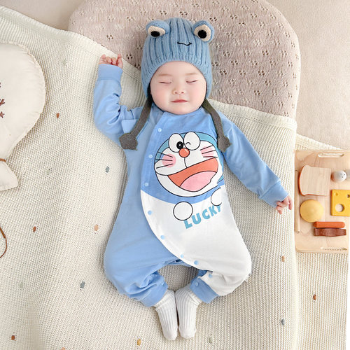 新生儿连体衣纯棉春秋长袖连体衣