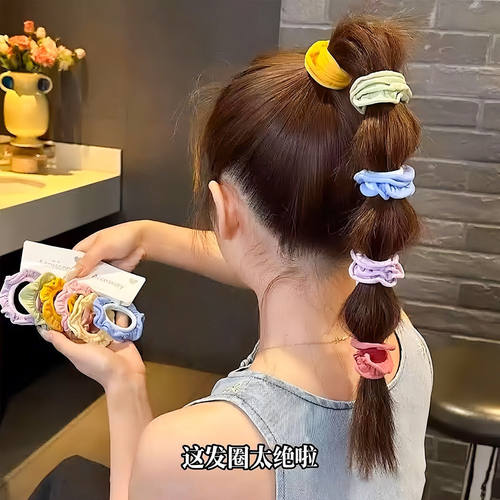 多巴胺荷叶边糖果色发圈女扎丸子头发绳高弹耐用皮筋马尾头绳发饰