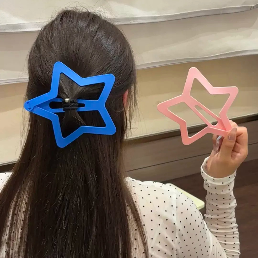 星星大发夹超大五角星边夹镂空侧边夹子甜妹出片神器ins小众发饰