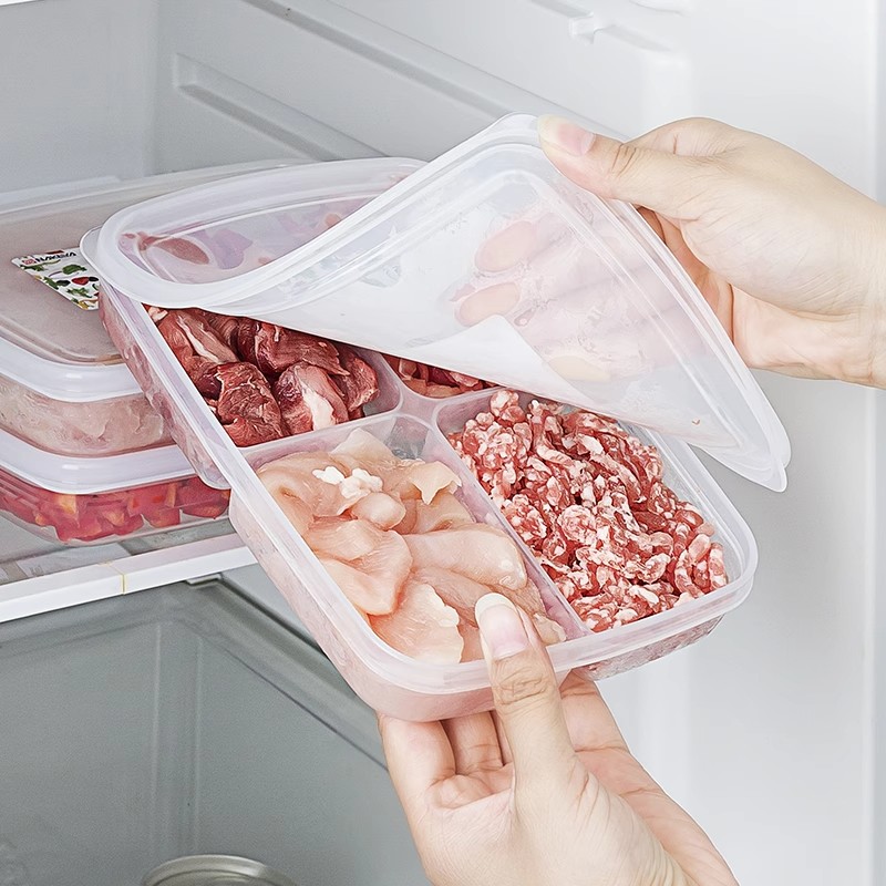 日本冻肉分格盒子冰箱收纳盒食品级冷冻室专用备菜分装保鲜盒