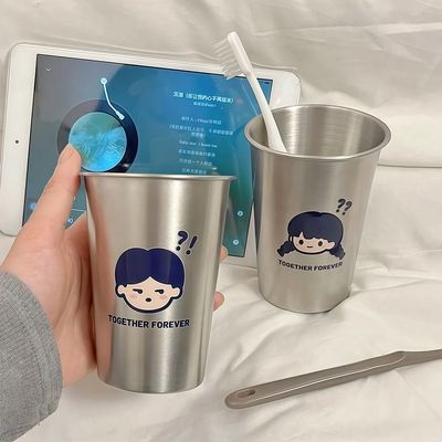 男孩女孩洗漱杯儿童学生加厚不锈钢牙刷杯情侣家用刷牙漱口杯子