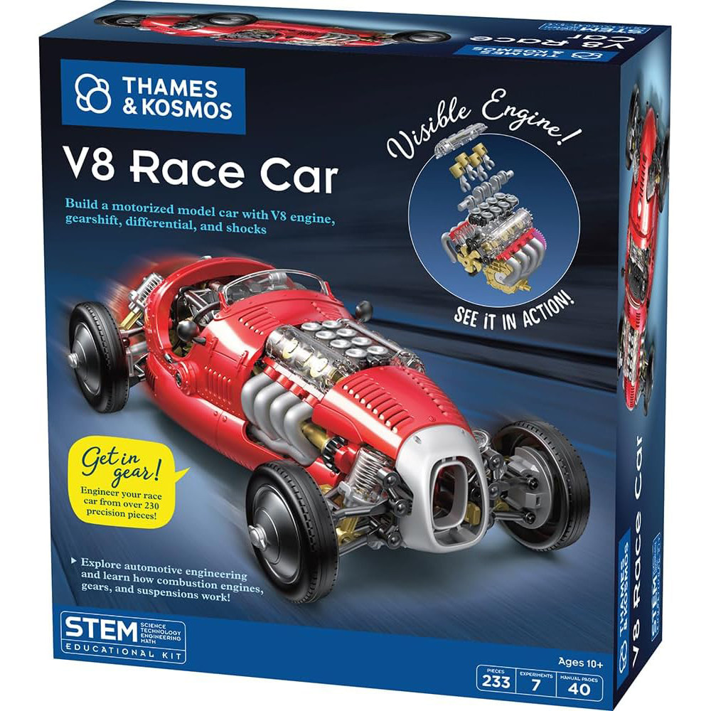 V8赛车机械工程拼装益智玩具正版