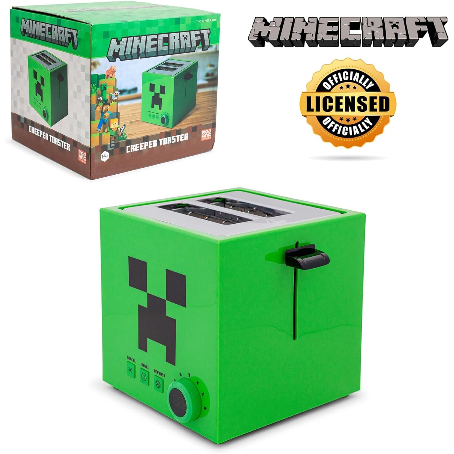 Minecraft我的世界绿色爬行者模型2片烤面包机多士炉玩具正版