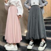 女童半身裙春秋2025新款 中大儿童洋气花苞裙初中生甜美裙子中长款