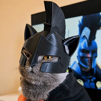 【阿伽咪农】猫咪头盔cos奥德赛斯巴达勇士宠物万圣节装扮道具面