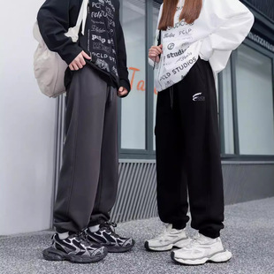 男童加绒裤子一体绒运动裤儿童加厚卫裤大童男装加宽大码冬装潮牌