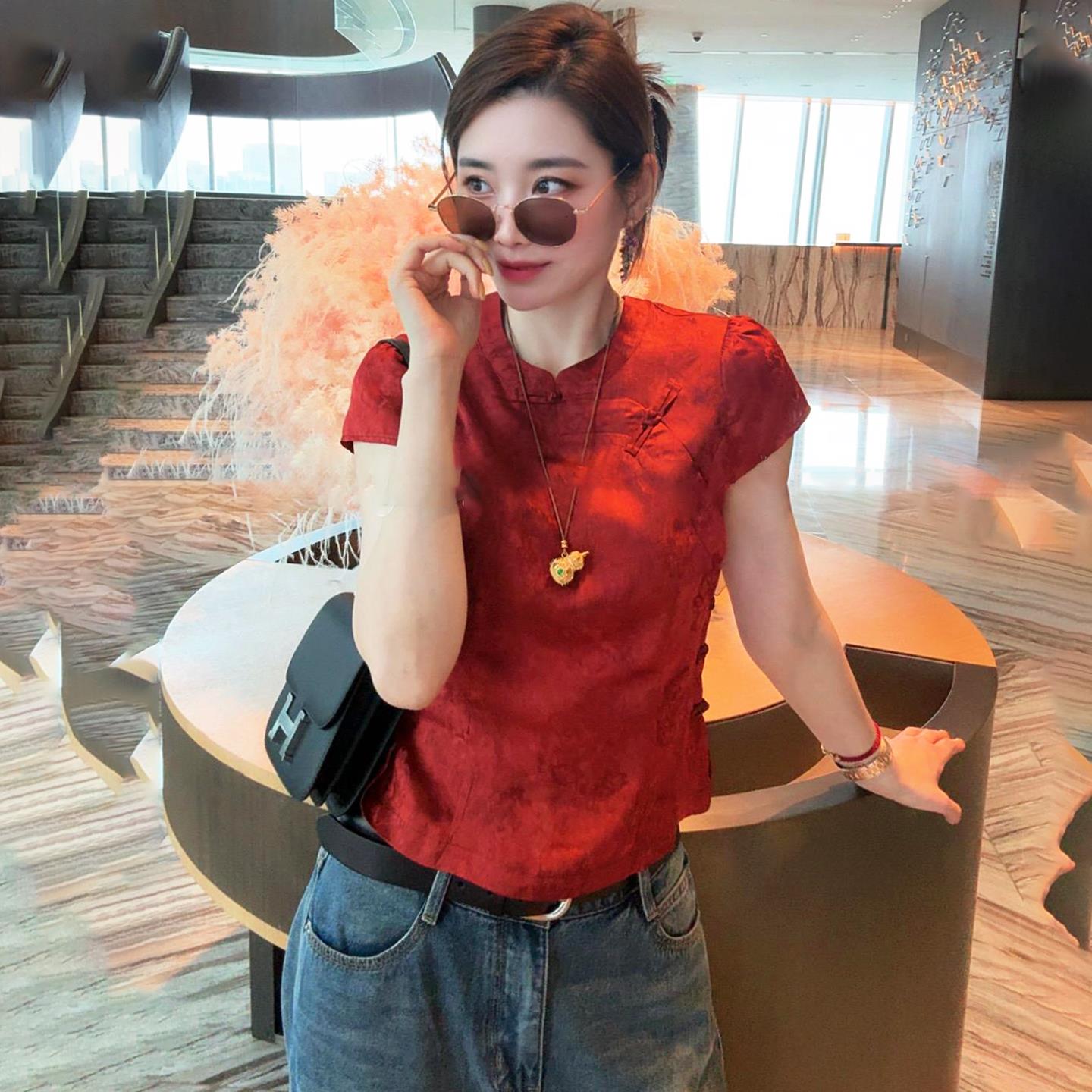 新中式盘扣国风女装短袖衬衫女轻奢高级感2025新款爆款夏季上衣女