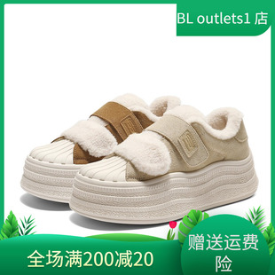 E4J1 国内专柜正品 厚底加绒女棉鞋 百丽贝壳头毛毛鞋 E4J1D 2025冬款