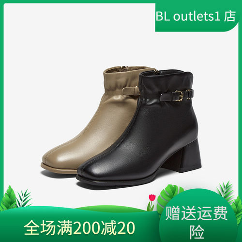 百思图2025冬季新款商场同款时装靴时尚简约通勤女短靴K5618DD5