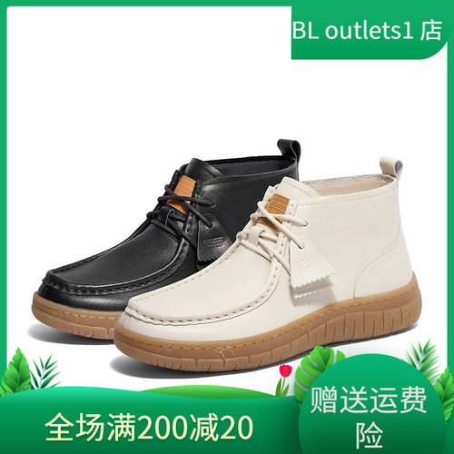 百丽Belle高帮休闲短靴女24冬真皮牛津鞋袋鼠鞋子B8U1DDM4
