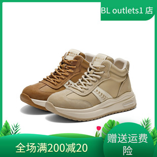 棉鞋 冬季 厚底雪地靴休闲短靴E5V1DDD5 复古高帮加绒阿甘鞋 百丽女鞋