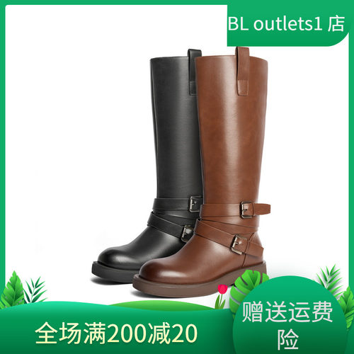 周雨彤同款百丽盛装舞步西部靴女靴子英伦长筒厚底骑士靴C1L1DDG4