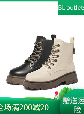百丽Belle女靴子24冬季休闲短靴加绒厚底英伦风马丁靴女3NZ40DD4