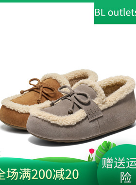 百丽福福吐司勃肯毛毛棉鞋女25冬季新款内加绒雪地靴B2830DA5
