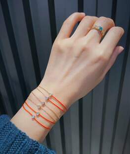 法国redline圆形钻小红绳手链Pure半绳半链本命年转运手饰送女友