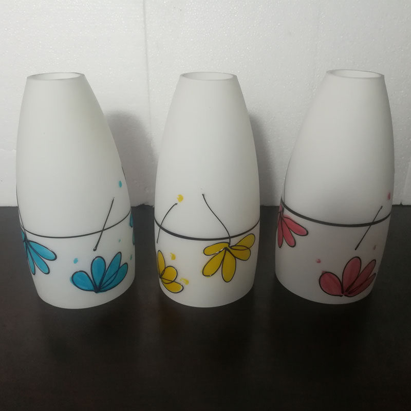 奶白磨砂玻璃灯罩E27普通螺口灯头灯罩现代简约餐厅吊灯花纹灯罩