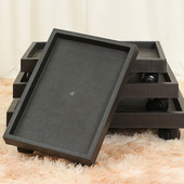 黑色长方移动轮托长条形钢化加厚接水盘花盆带万向轮奇石机箱置物