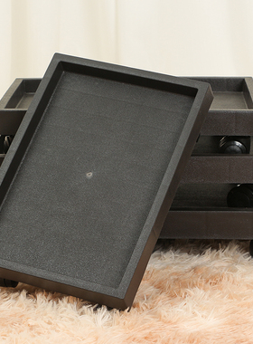 黑色长方移动轮托长条形钢化加厚接水盘花盆带万向轮奇石机箱置物