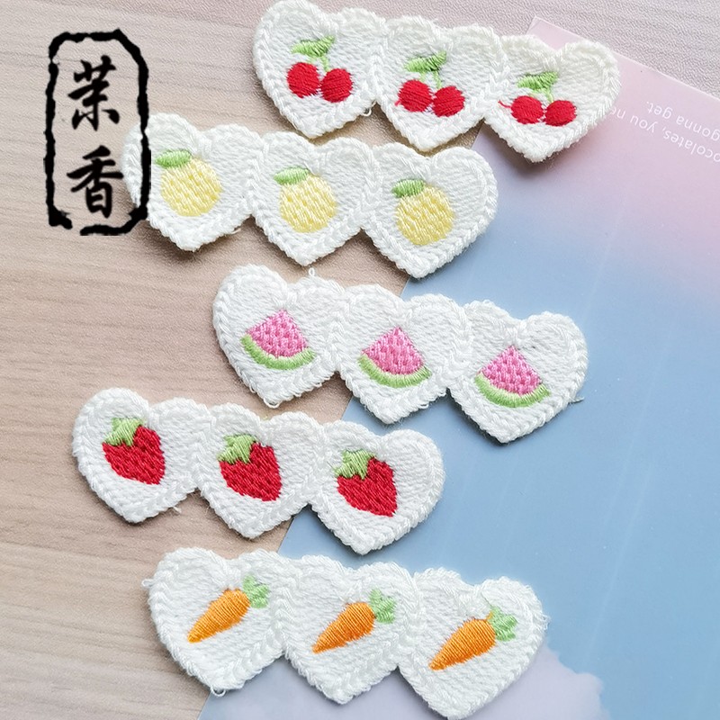 儿童发饰diy毛线编织材料水果爱心长条发夹贴片边夹底夹毛头配件